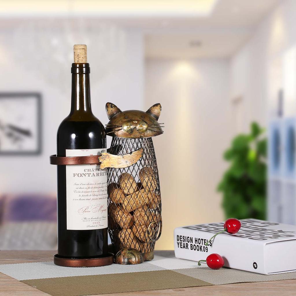 Cat Wine Rack with Cork Holder for Kitchen Counter by HitMyNeed