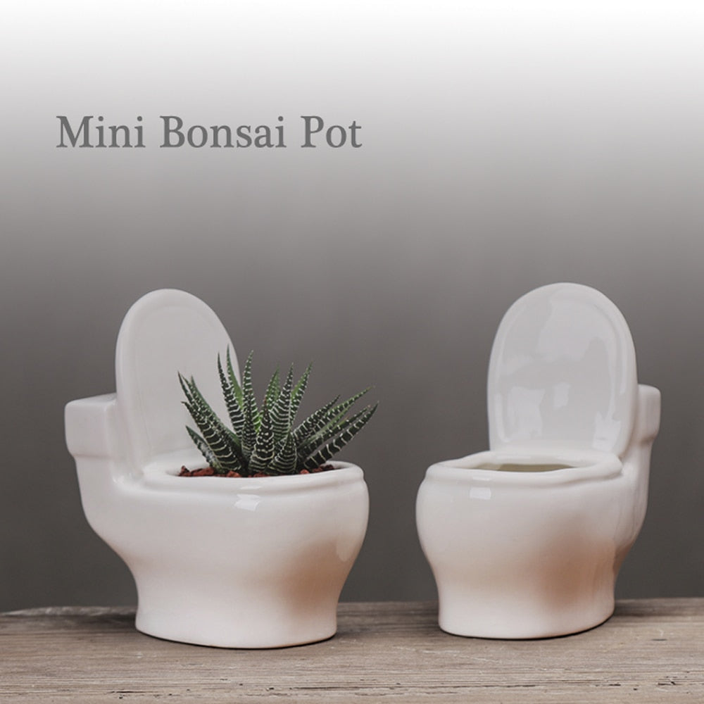 Ceramic Toilet Flower Pot Planter for Succulents by HitMyNeed