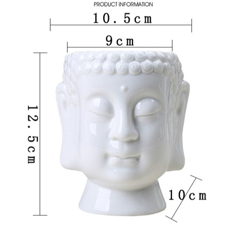 Ceramic White Buddha Head Planter by HitMyNeed