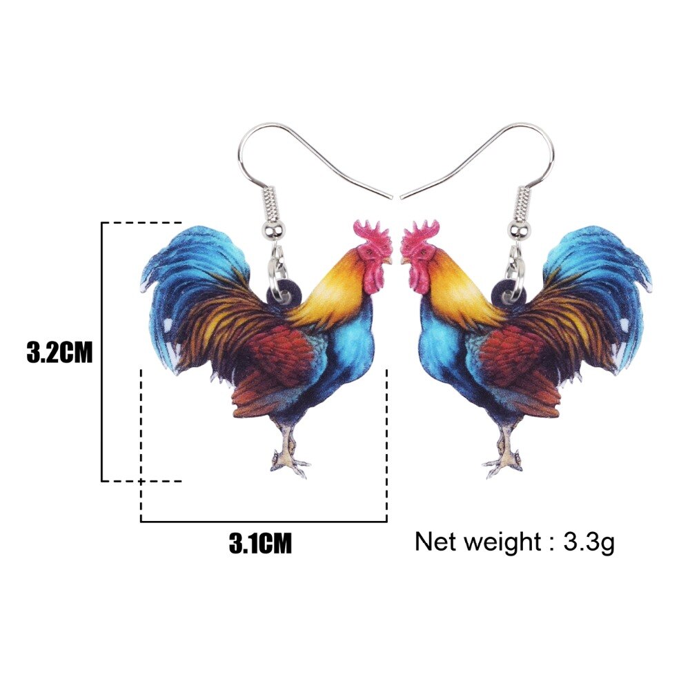 Chicken Dangle Earrings for Women - Farm Animal Design by HitMyNeed