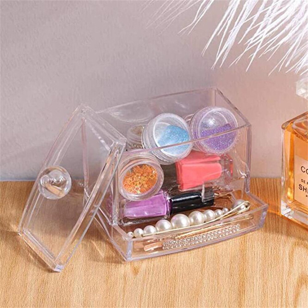 Clear Plastic Cotton Bud Dispenser with Lid by HitMyNeed