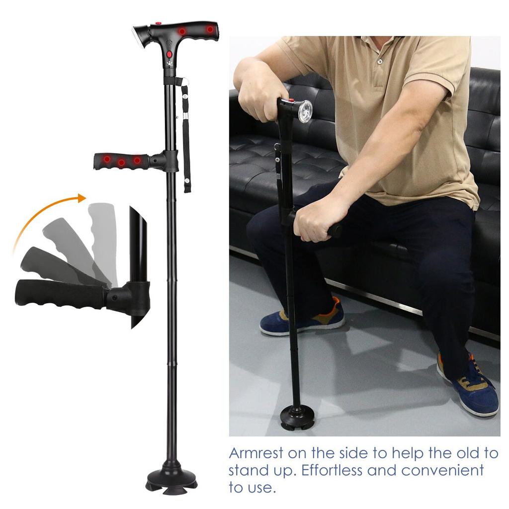Collapsible Walking Cane with LED Light and Alarm by HitMyNeed