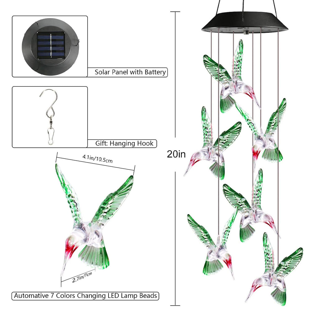 Color Changing Solar Hummingbird Wind Chime Light by HitMyNeed