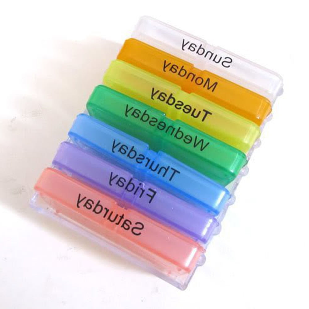 Colorful 28-Grid Weekly Pill Organizer Case by HitMyNeed