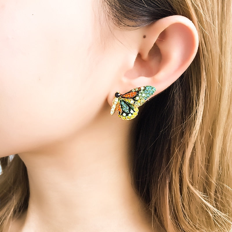 Colorful Butterfly Stud Earrings for Women by HitMyNeed