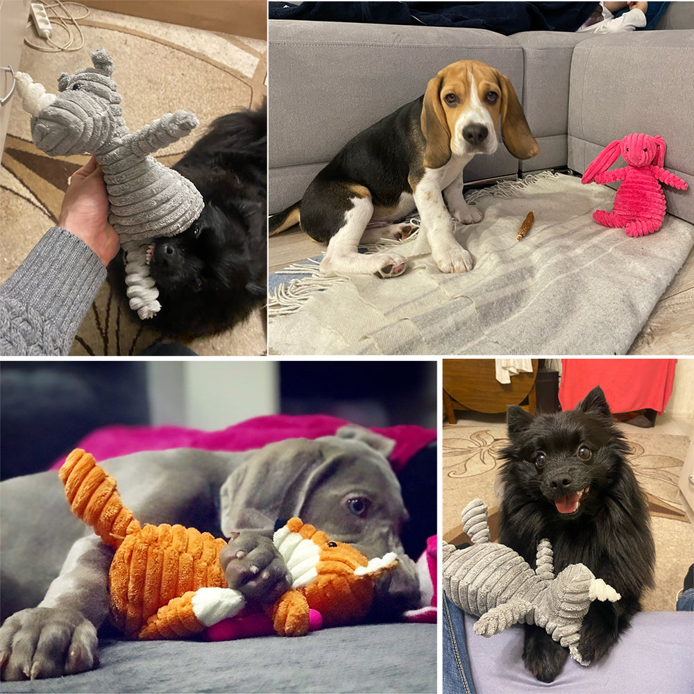 Corduroy Squeaky Plush Dog Toy - Animal Shapes by HitMyNeed