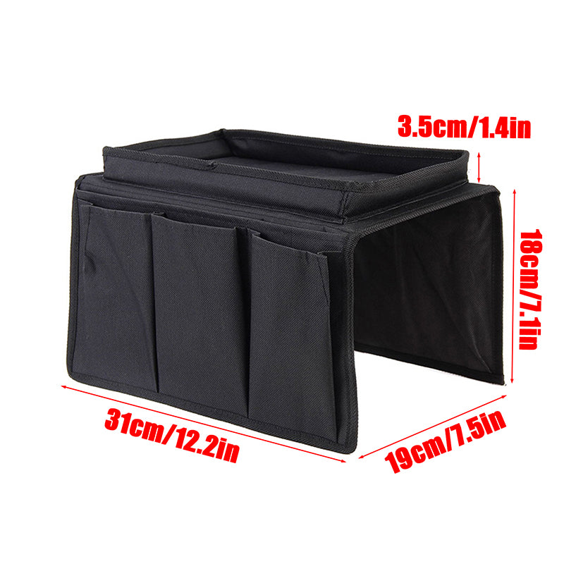 Couch Arm Rest Tray with Storage Pockets by HitMyNeed