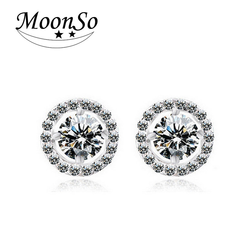 Crystal Cubic Zirconia Stud Earrings for Women by HitMyNeed