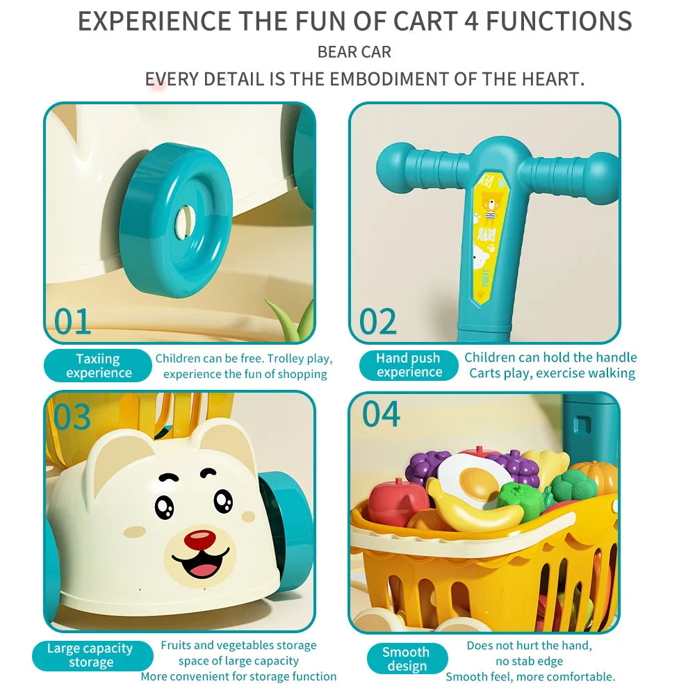 Cute Kids Toy Shopping Trolley with Play Food Set by HitMyNeed