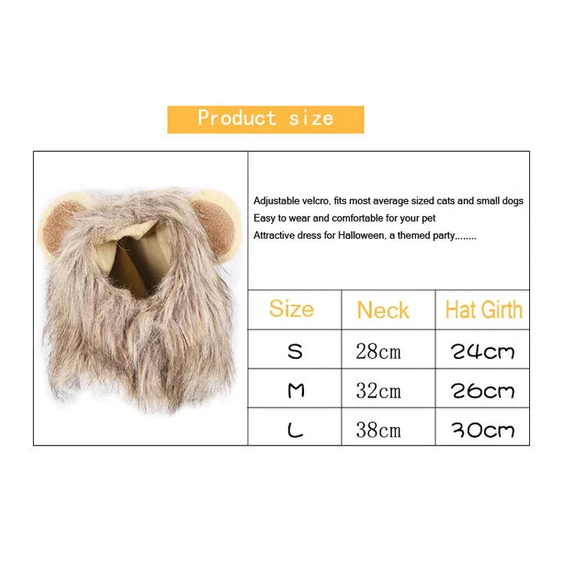 Cute Lion Mane Cat & Small Dog Costume Hat with Ears by HitMyNeed