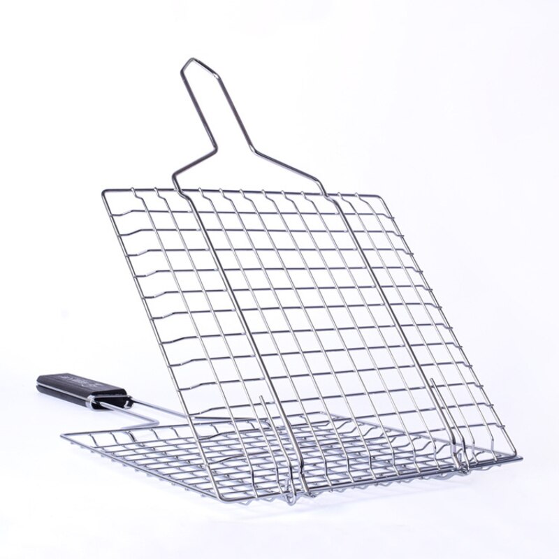 Double-Sided BBQ Grill Net with Wooden Handle by HitMyNeed