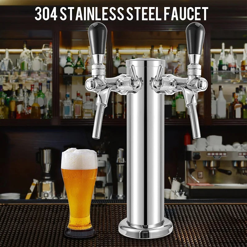 Dual Faucet Stainless Steel Draft Beer Tower 3" by HitMyNeed
