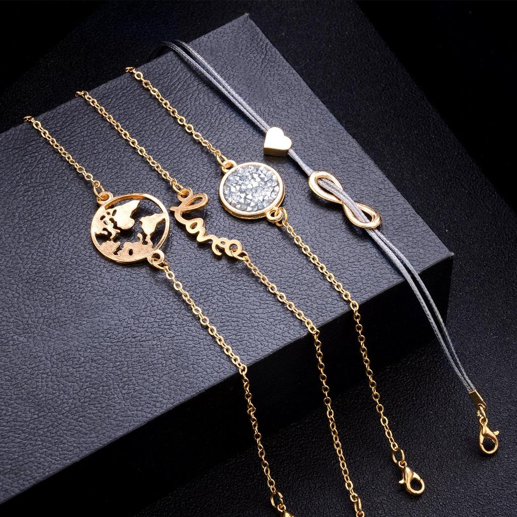 Earth Lover Charm Bracelet Set - 5-Piece Layered Collection by HitMyNeed