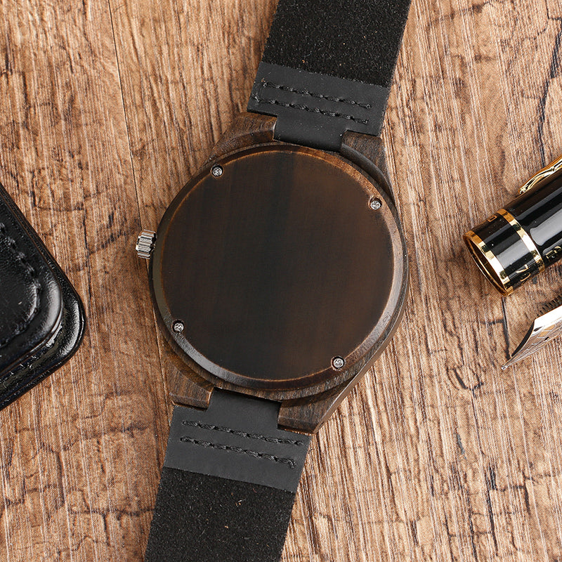 Eco-Friendly Wooden Analog Watch with Leather Strap by HitMyNeed