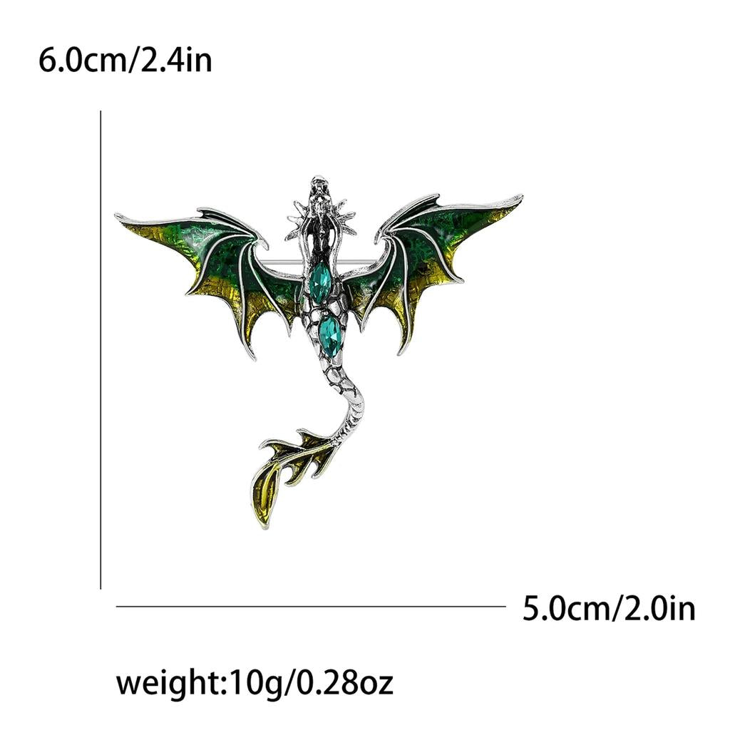 Enamel Rhinestone Dragon Brooch Pin for Clothes & Bags by HitMyNeed