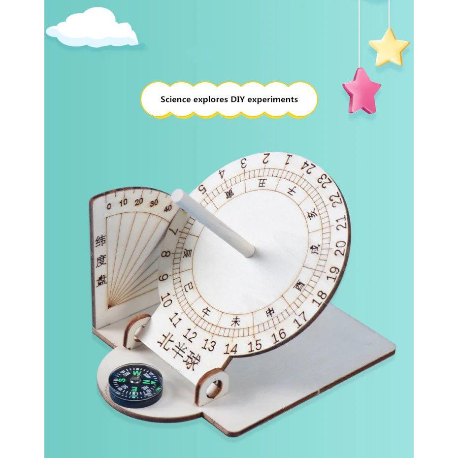 Equatorial Wooden Sundial Clock DIY Science Model by HitMyNeed