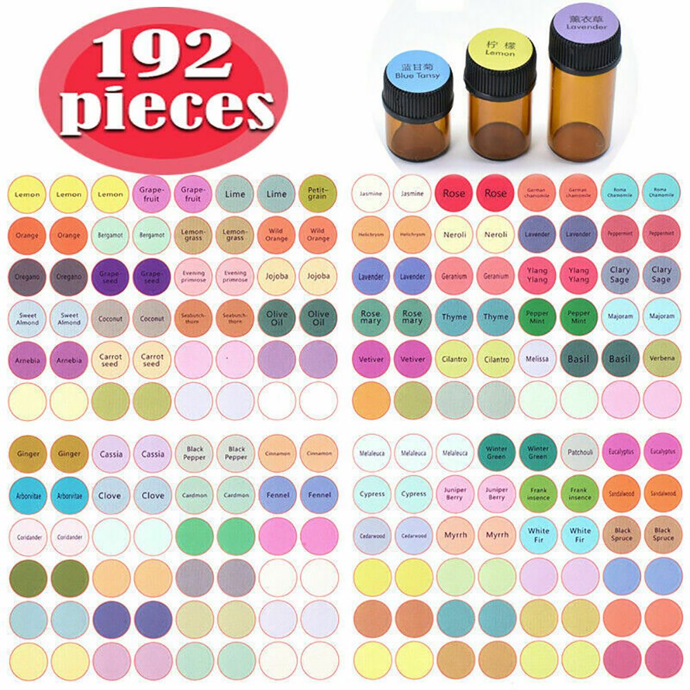 Essential Oil Bottle Cap Labels, 192 Stickers by HitMyNeed