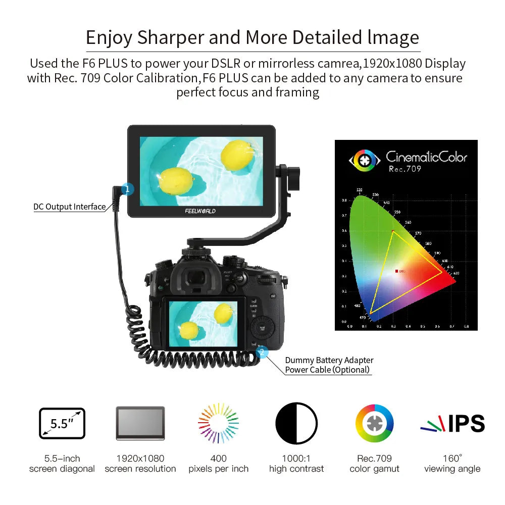 F6 Plus V2 6" DSLR Field Monitor with Touch & 3D LUT by HitMyNeed