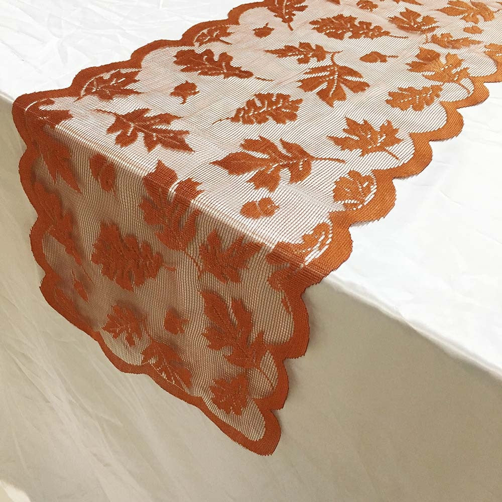 Fall Lace Table Runner with Leaf Design 33 x 183 cm by HitMyNeed