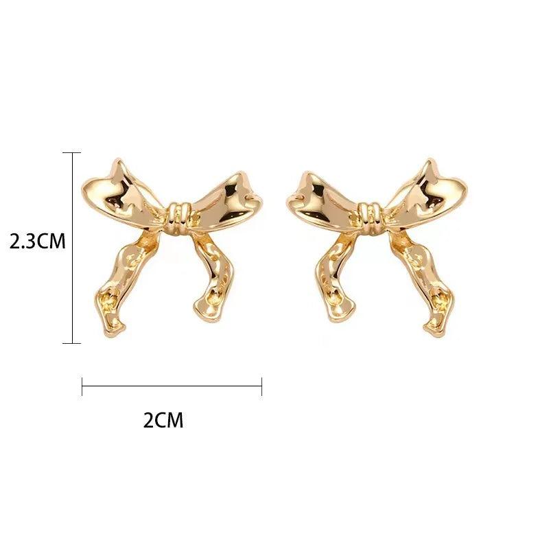 Fashion Ribbon Bow Stud Earrings for Women gold by HitMyNeed