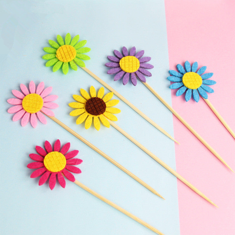 Felt Sunflower Cake Toppers Set (5pcs) by HitMyNeed