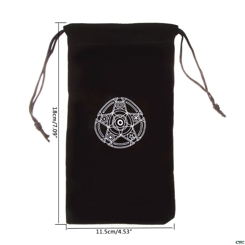 Flannel Drawstring Tarot Card Bag with Pentagram by HitMyNeed