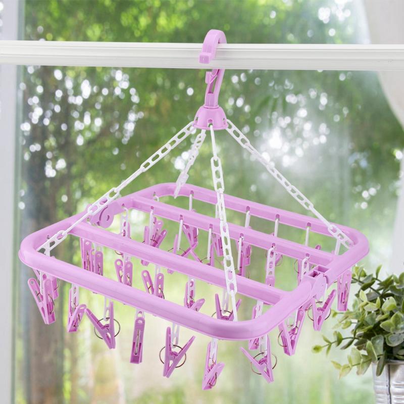Foldable 32-Clip Sock and Underwear Drying Rack by HitMyNeed