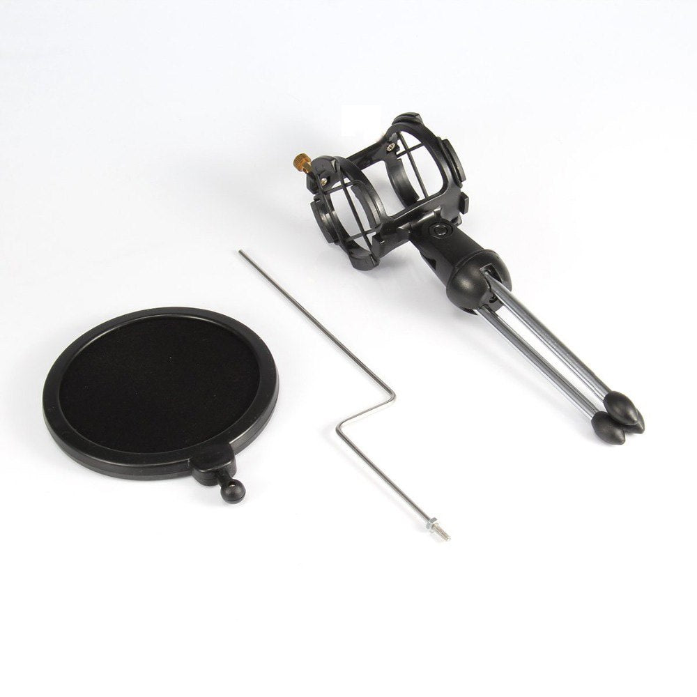 Foldable Desktop Microphone Tripod Stand with Pop Filter by HitMyNeed