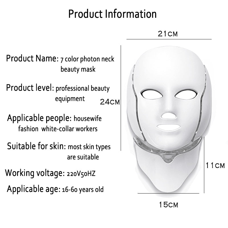 Full Face LED Light Therapy Mask with 7 Colors by HitMyNeed
