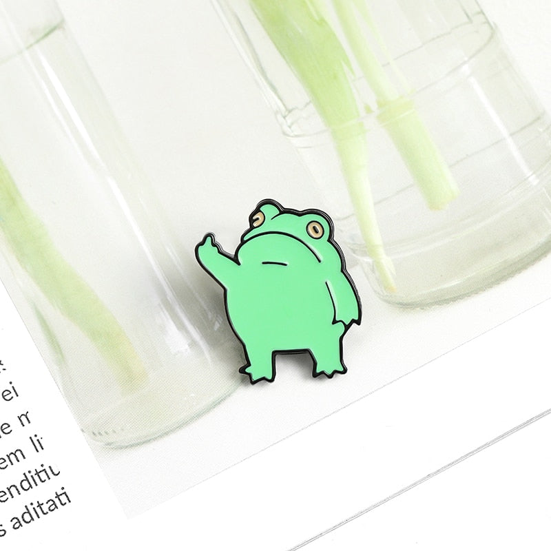 Funny Enamel Frog Pin for Bags, Hats and Lanyards by HitMyNeed