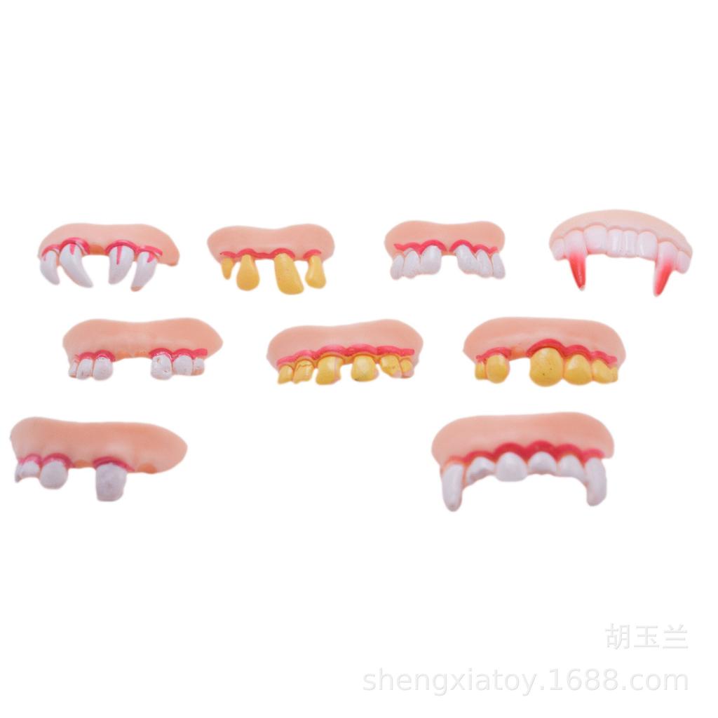 Funny False Teeth Set (8 pcs) for Costume & Pranks by HitMyNeed