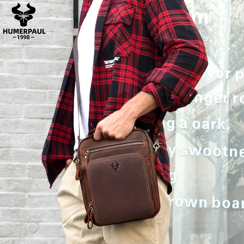 Genuine Leather Men's Vintage Shoulder Messenger Bag by HitMyNeed