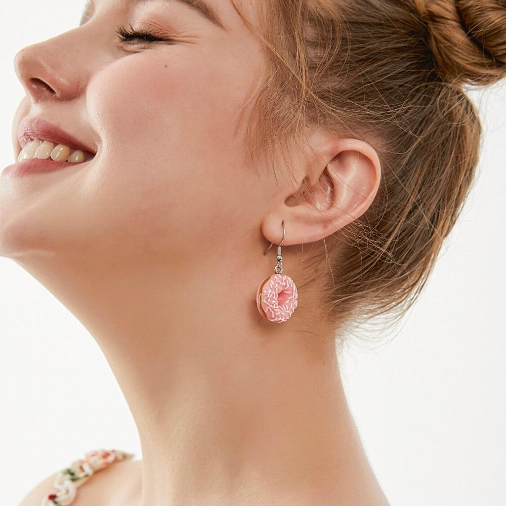 Girls Dangle Donut Earrings with 925 Silver Hooks by HitMyNeed