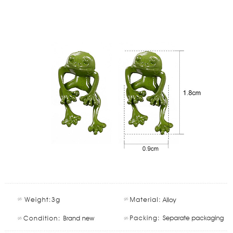 Gothic Green Frog Stud Earrings for Women & Girls by HitMyNeed