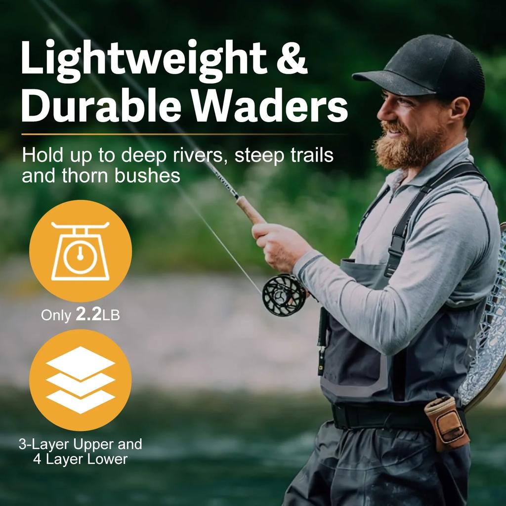 Goture 100% Waterproof Breathable Chest Waders with Boots by HitMyNeed