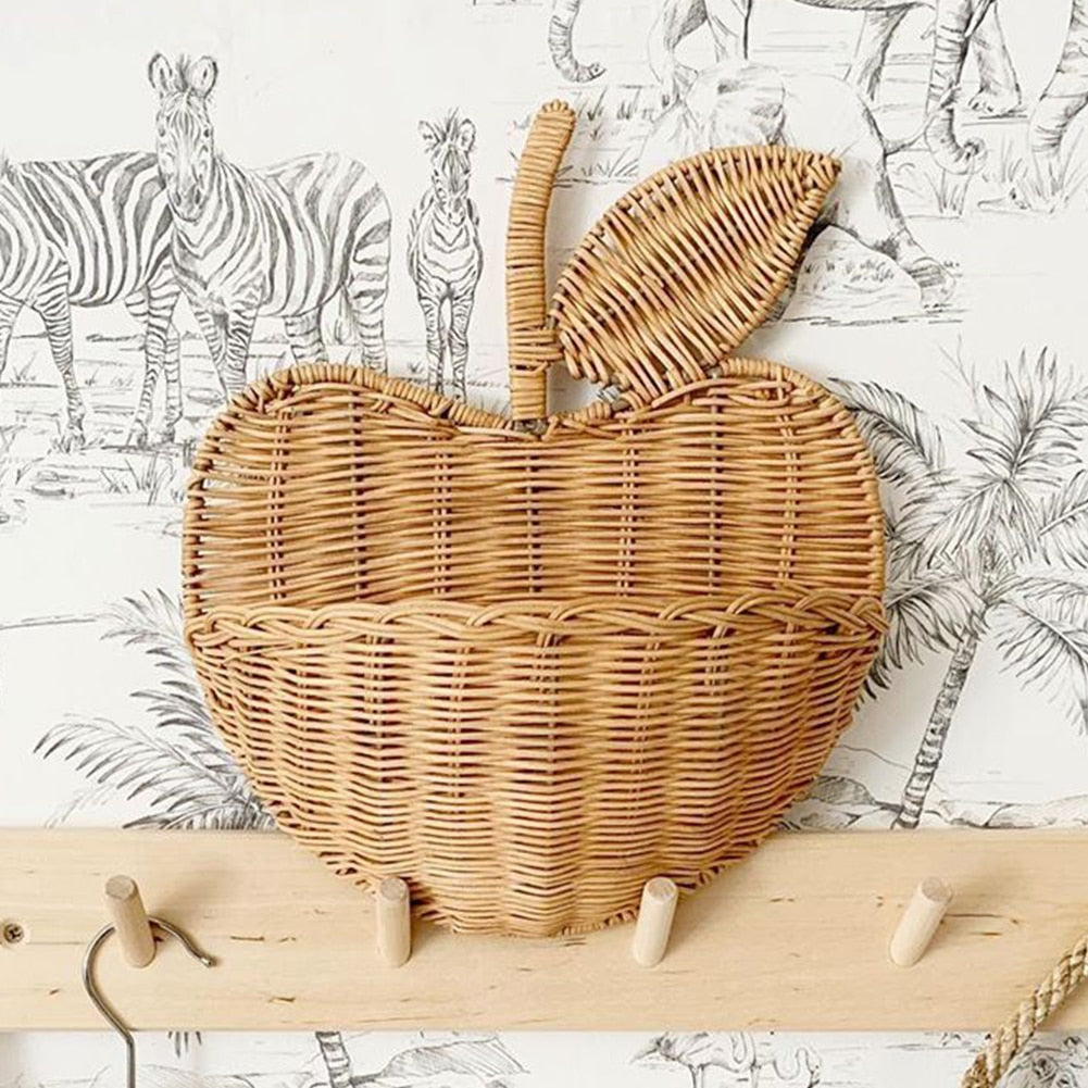 Hand Woven Rattan Wall Basket with Hook by HitMyNeed