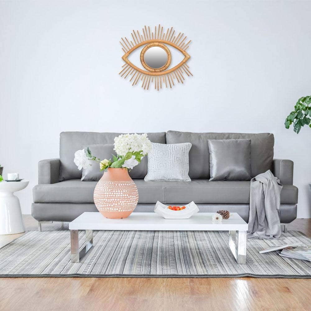 Hanging Wall Rattan Eye Mirror Decor by HitMyNeed
