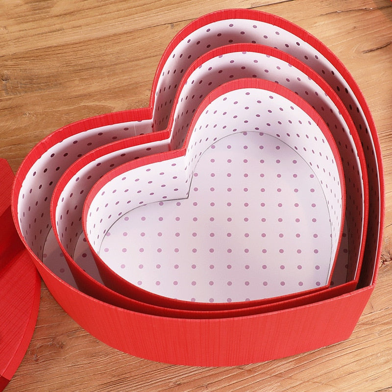 Heart Shaped Gift Boxes Set of 3 with Lids and Bows by HitMyNeed