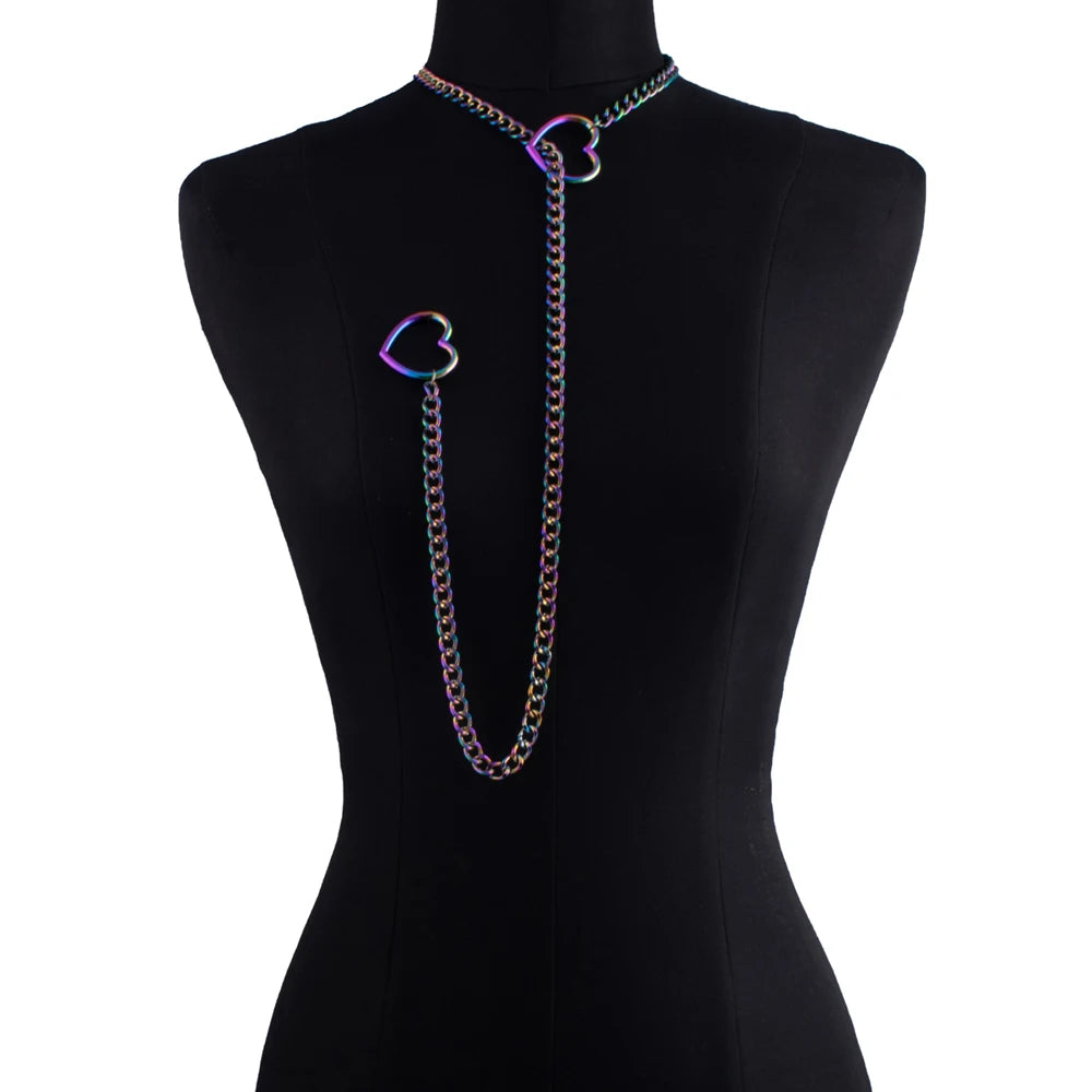 Heart Slip Chain Punk Rock Adjustable Choker Necklace by HitMyNeed