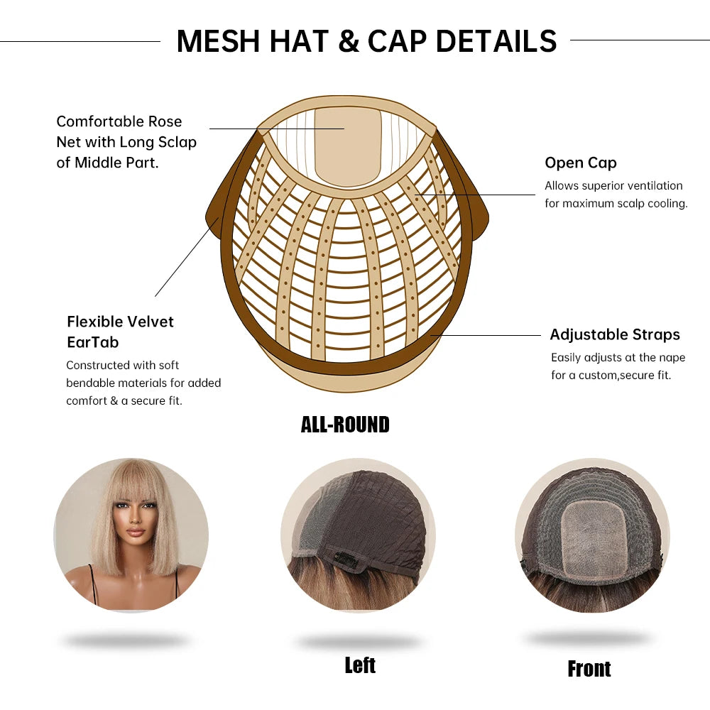 Honey Blonde 10" Straight Bob Wig with Bangs by HitMyNeed