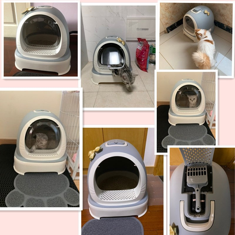 Hooded Enclosed Cat Litter Box with Door & Tray by HitMyNeed