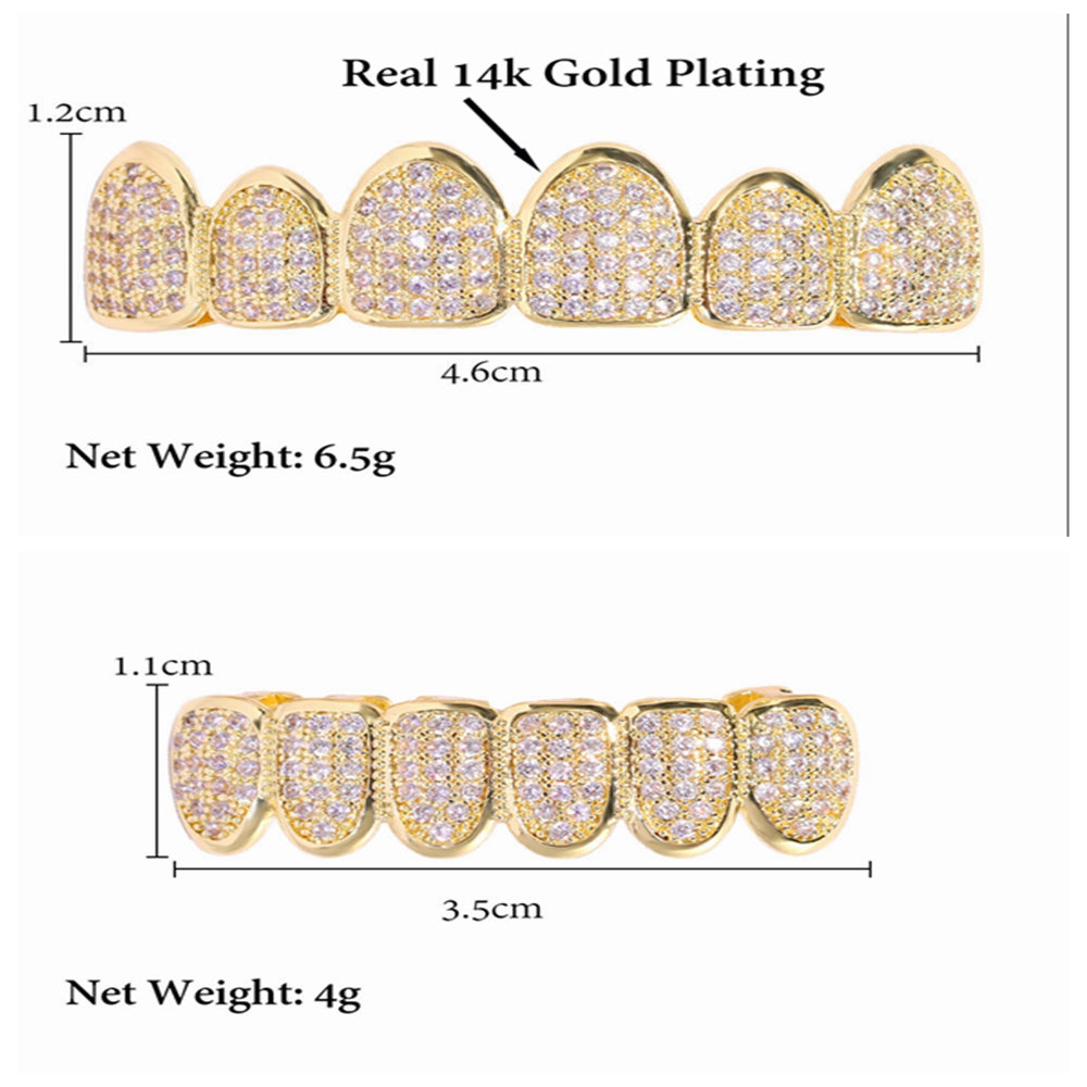 Iced Out CZ Teeth Grillz Set - Gold & Silver Tone by HitMyNeed