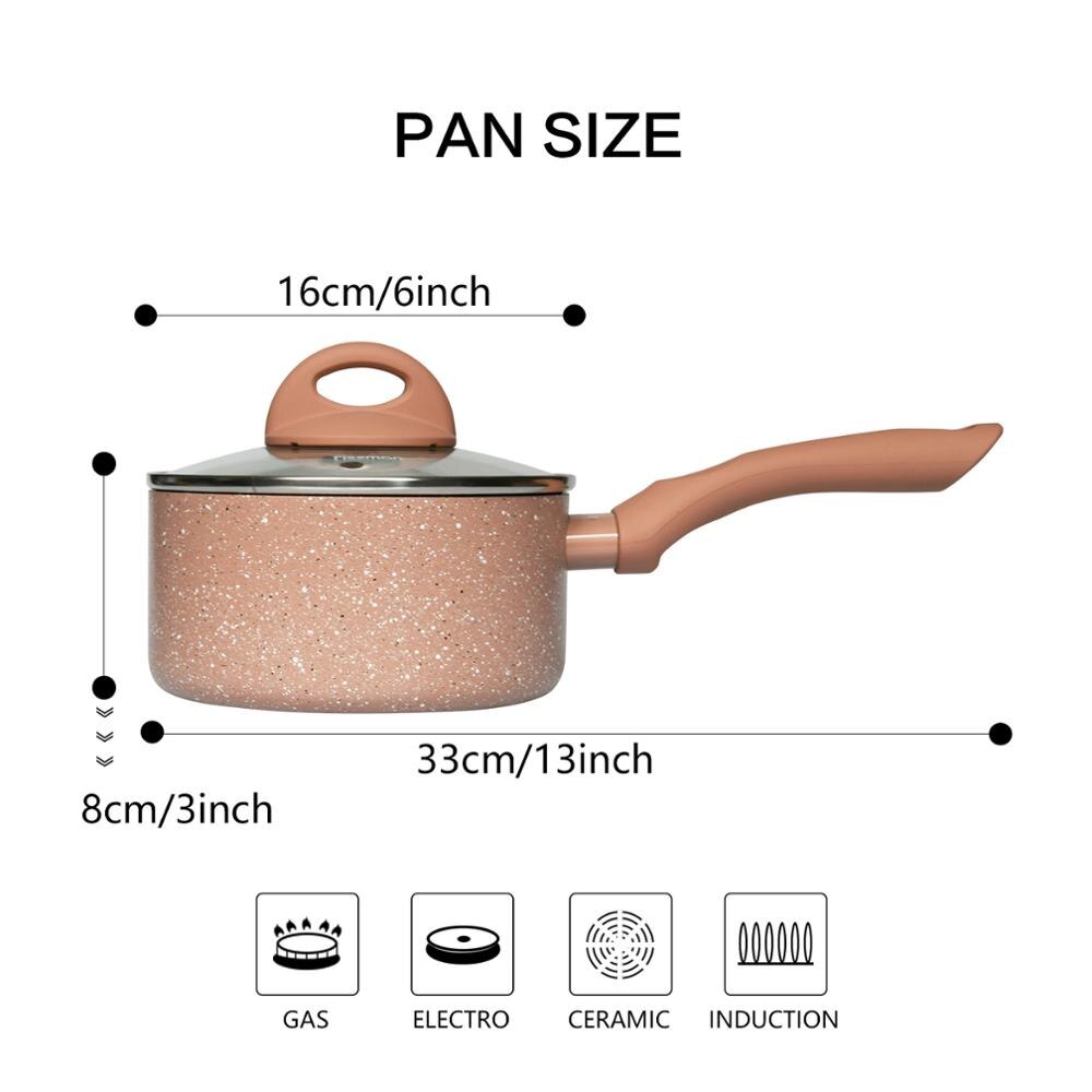 Induction Saucepan with Glass Lid, 16cm Non-Stick by HitMyNeed