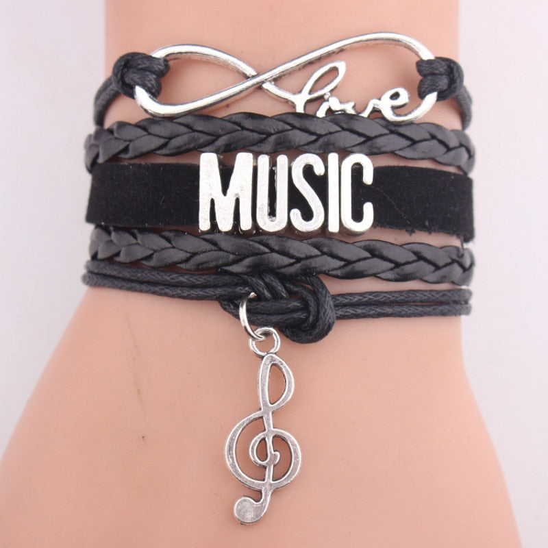 Infinity Leather Music Bracelet for Music Lovers by HitMyNeed