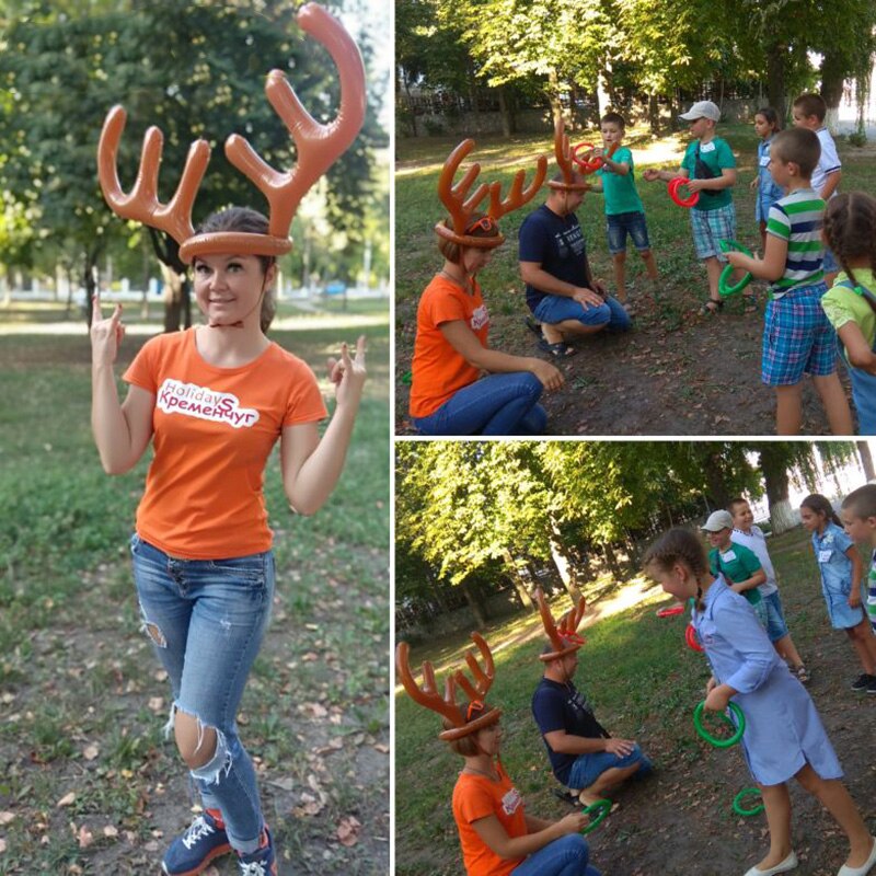 Inflatable Reindeer Ring Toss Party Game Set by HitMyNeed