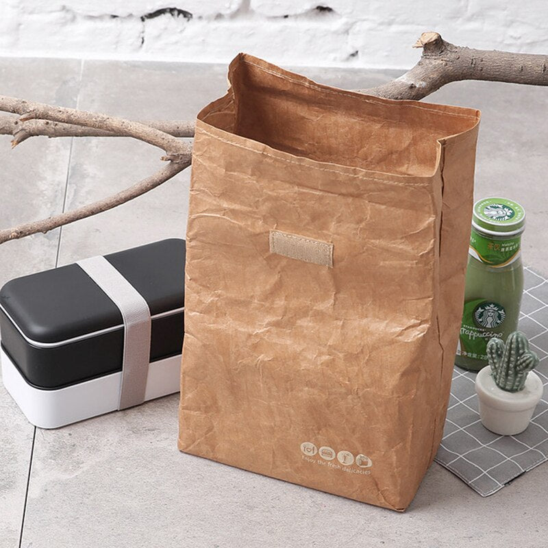 Insulated Kraft Paper Reusable Lunch Bag, 6L by HitMyNeed