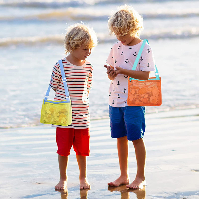 Kids Beach Mesh Bag for Shells, Toys and Snacks by HitMyNeed