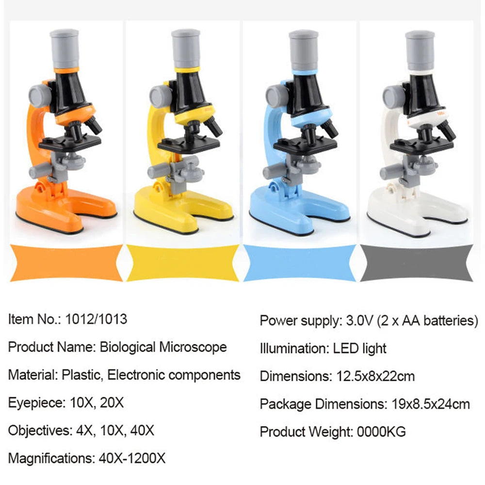 Kids LED Microscope 1200x Biology Science Kit by HitMyNeed
