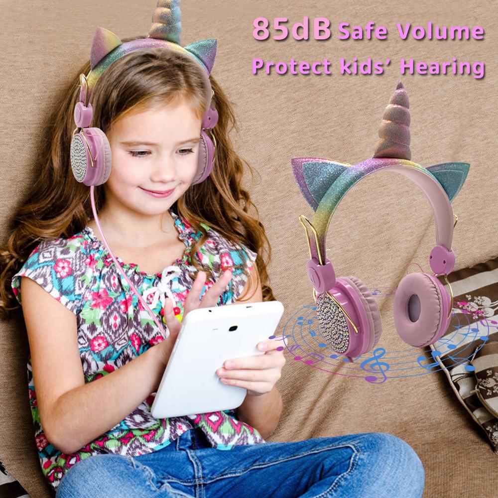 Kids Unicorn Headphones with 3.5mm Wired Connection by HitMyNeed
