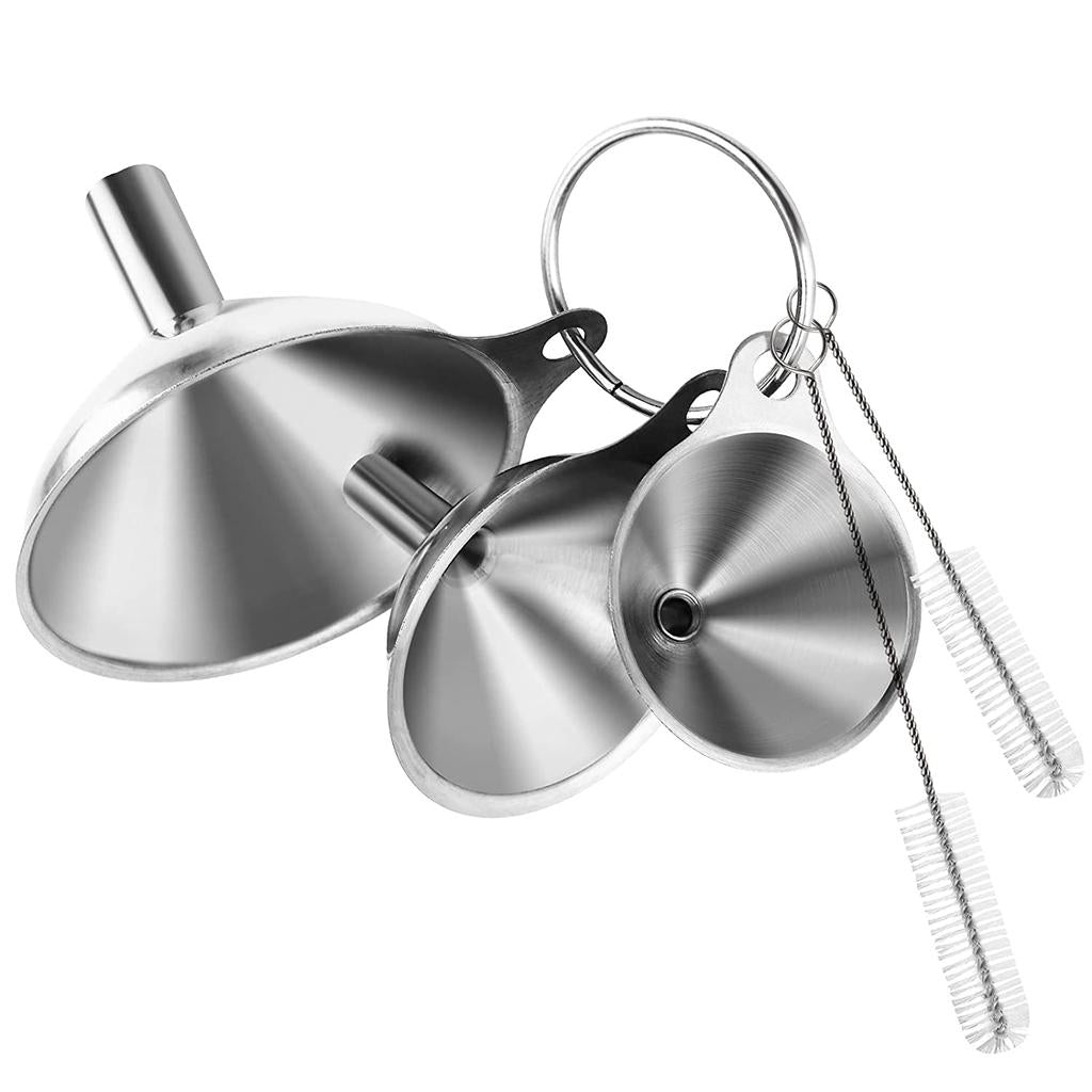 Kitchen Stainless Steel Funnel Set with Brushes (6pcs) by HitMyNeed